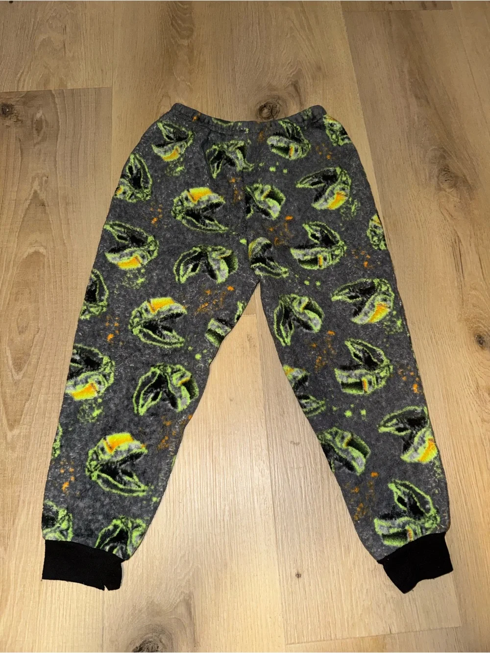 Kids Gray Fleece Jogger Pants with Dinosaurs